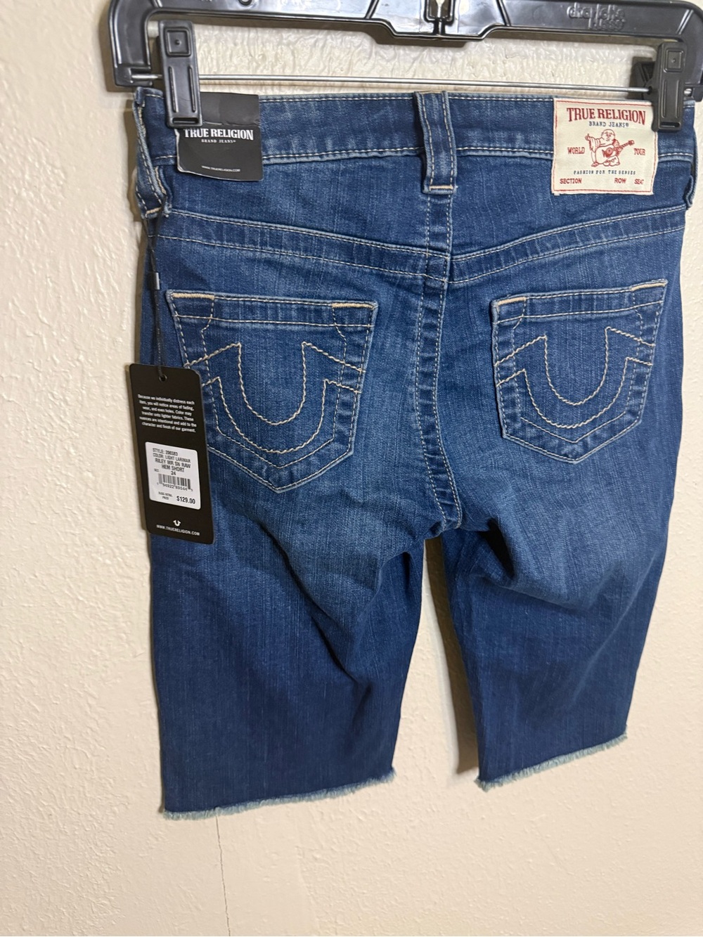 True Religion Light Blue Bermuda Denim Shorts with Branded Tag